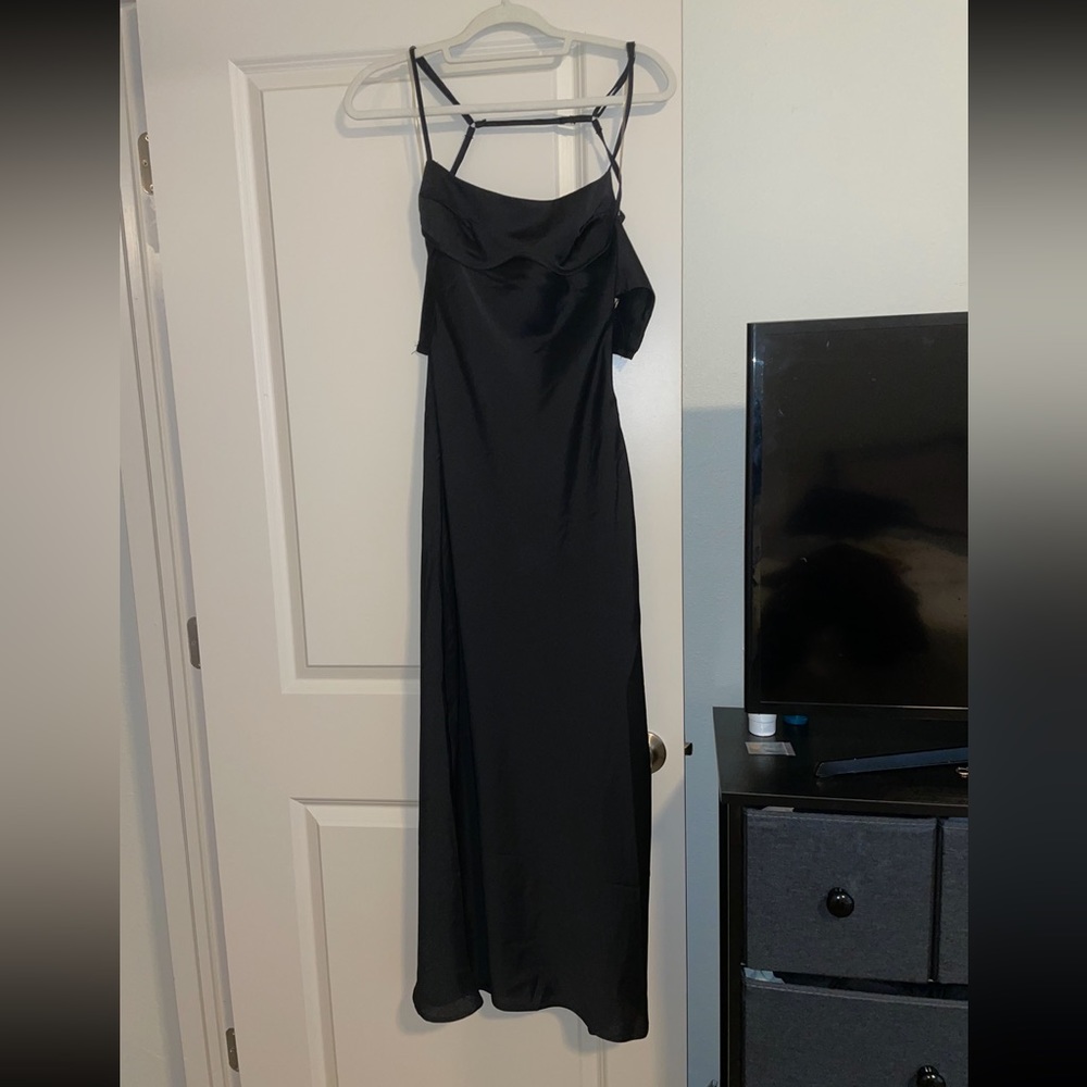 Black slip maxi dress